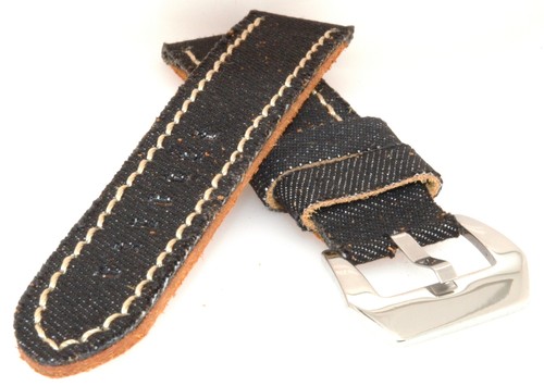 Jeans leder uhrenarmband - jeans/leder,