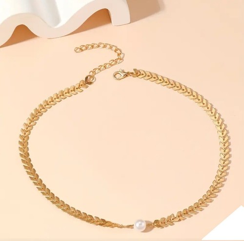 18k gold choker halsband - gold,