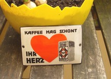 Altes Email-Türschild Kaffee Hag schont ihr Herz Rösterei Eduard Scotland rar !