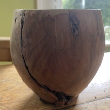 Große Vase Topf 14,5 cm Handarbeit Holz Trockenblumen Übertopf