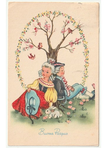 1957 ostern postkarte kinder - ostern,