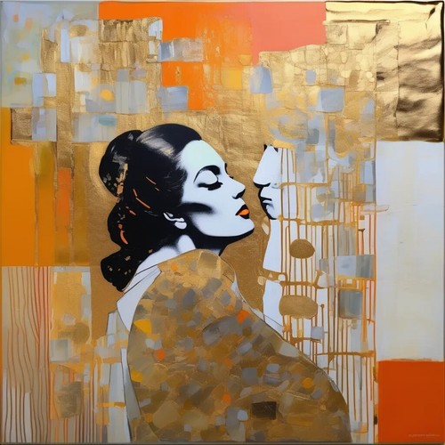 Gold geheimnis frau 70x70 - gold, 02