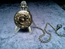 Sprungdeckeltaschenuhr, schwarz, besonders, elegant, Hand-Karabiner-Kette