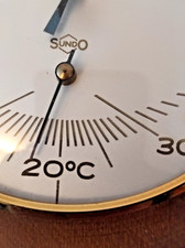 Altes  Barometer & Thermometer von "Sundo" West Germany  Holz & Messing -Vintage