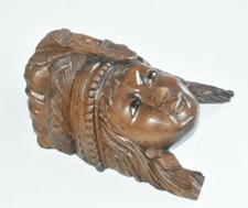 Holz Kopf Massiv Gesicht Edelholz geschnitzt 10,3 cm Fach AA4