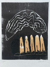 Holzschnitt A.Büssow 2002 Tuzla Bosnien signierte Original Grafik Kunst Auflage