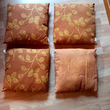 4 Sitzkissen Sofakissen 35 x 35 cm Füllkissen gebraucht Braun Gelb Orange