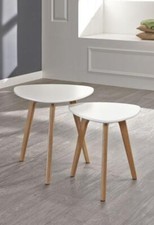 Beistelltisch mit 3 Tischbeinen 2 Größen Tischplatte Weiß lackiert