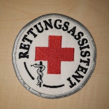 Ärmelabzeichen Emblem Patch Aufnäher rund DRK Rettungsassistent 8 cm