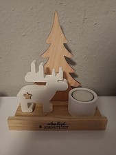 Weihnachtsdeko Set  Holz Tannenbaum  Holztablett  Elch Teelichthalter 