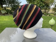 Beanie Häkelmütze Long Beanie,Baumwolle,Schwarz