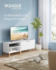 VASAGLE TV-Schrank Fernsehtisch mit 2 Türen 140 cm lang  weiß VTL027T46