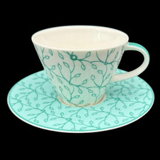 Villeroy & Boch Caffé Club Floral: Kaffeetasse mit Unterteller, türkis / pepperm
