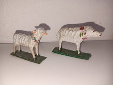 Grulich Krippenfigur  2 Schafe     (ca. 4 cm hoch) Holz  geschnitzt