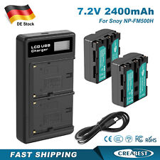 2Pcs 2.4Ah Akku+Dual Ladegerät Für Sony NP-FM500H A200 A350 A500 A700 A850 A900