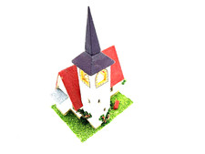 RS Modell Rudolf Spitaler 6484,Fertigmodell Kirche aus den 50er Jahren mit Marke