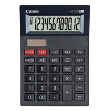 Canon AS-120 DBL Tischrechner schwarz/12-stellig/Steuerrechner/Solar/Batterie