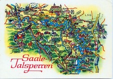 50-Ansichtskarte Landkarte Saale-Talsperren Saalburg Ranis Hockeroda Schleiz DDR