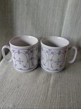 2 Kaffeebecher Henkelbecher Indisch Blau Strohblume Muster