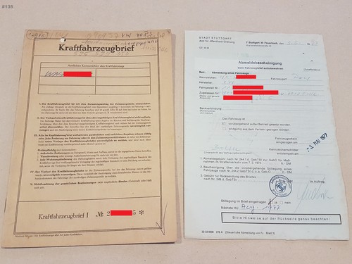 Fahrzeugbrief kfz brief 1965 - fahrzeugbrief,
