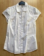 Bluse, Sommerbluse H&M weiß Gr. S Bubikragen Hemdbluse Kurzarm Baumwollmischung
