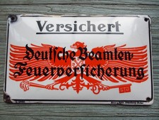 Original altes Emailschild - Deutsche Beamten Feuerversicherung - fire mark