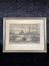 Gemälde Original Radierung Signiert Alfred Küfner? Industrie Landschaft Grafik 