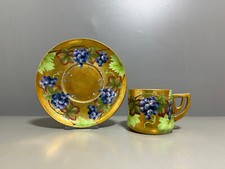 Ernst Wahliss Wien Vienna Gedeck Vollgold Früchtemalerei Trauben Blätter 1.Wahl