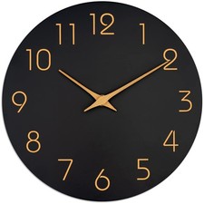 Wanduhr modern schwarz Holz