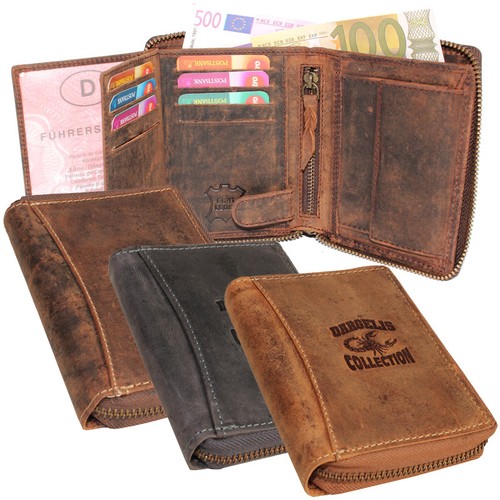 Leder biker börse mit - leder,