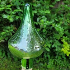 Kugel Rosenkugel Glas Antikfinish 13cm grün Spitz Gartenkugel Garten Zwiebel