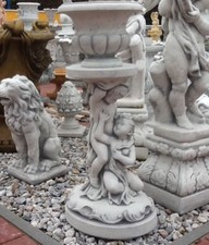 Gartenfiguren, Barocktisch mit Schale, 80 cm, Skulpturen, Steinguss Gartendeko