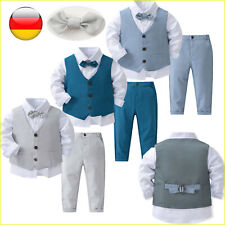DE Baby Jungen Weißes Hemd + Anzugweste + Anzughose + Fliege Hochzeits Party 