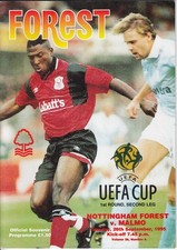 Matchday Programme Malmo FF Malmö Nottingham Forest 1995/96