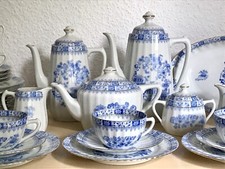 Edel Art Déco Porzellan Kaffeeservice Kronester China blau