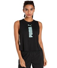 PUMA DAMEN TOP Funktionsshirt Fit Tri-Blend Black-Electric Peppermint  SCHWARZ