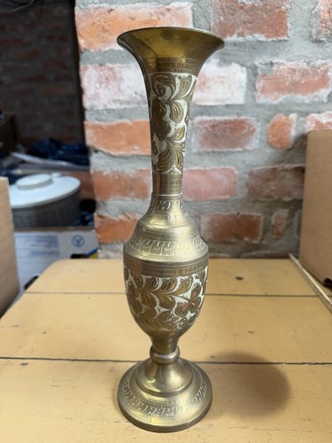 Messing vase indien floral - messing,
