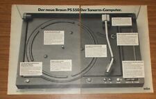 Seltene Werbung vintage BRAUN PS 550 HiFi Plattenspieler - Tonarm-Computer 1977
