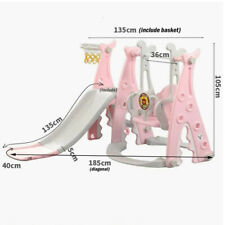 3IN1 Kinderrutsche Spielplatz Kinder Rutsche Schaukel Basketballkorb Leiter Rosa