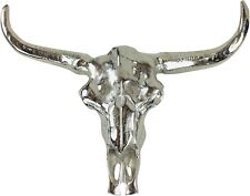 Großer polierter Aluminium Bison Schädel Wasserbüffel Kuh Stier Wandbehang Totenkopf