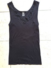 Calida Top Unterhemd mit Spitze Gr. S schwarz NEU