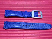 2nd HAND : ORIGINAL Swatch LEDER Armband 17mm BLAU mit IRONY-alu Schließe