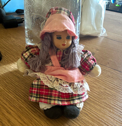 Stoffpuppe mädchen kariertes - stoffpuppe,