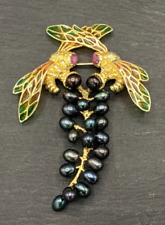 Brosche Libelle  Rubin Perle &