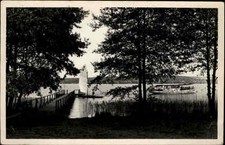 Bad Saarow Brandenburg ~1956 DDR Strand Anlegerstelle Segelboot Boot Wasser See