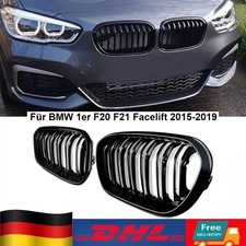 Für BMW 1er F20 F21 Ab 2015 2x Nieren Grill Kühlergrill GLANZ SCHWARZ Doppelsteg