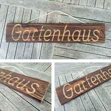 Gartenhaus, Holzschild massiv gefräst, Garten Gartenhütte Terrasse Geschenk 60cm