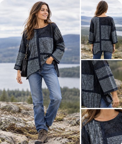 Kastenpullover materialmix - im,