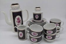 Reichenbach Kaffeeservice Fine China DDR echt Kobalt rosa Blumen Geschirr