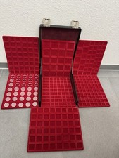 Großer Münzkoffer mit 7 roten Tableaus + 35 Münzkapseln – top Zustand Sammler